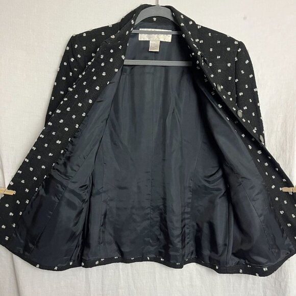 Don Caster Silk Polka Dot Jacket Womens 6 Professional Office Preppy Mature Boxy - Picture 7 of 12